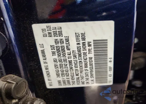 2020 Honda Passport Exl z USA, uszkodzony, nr VIN 5FNYF8H53LB010740